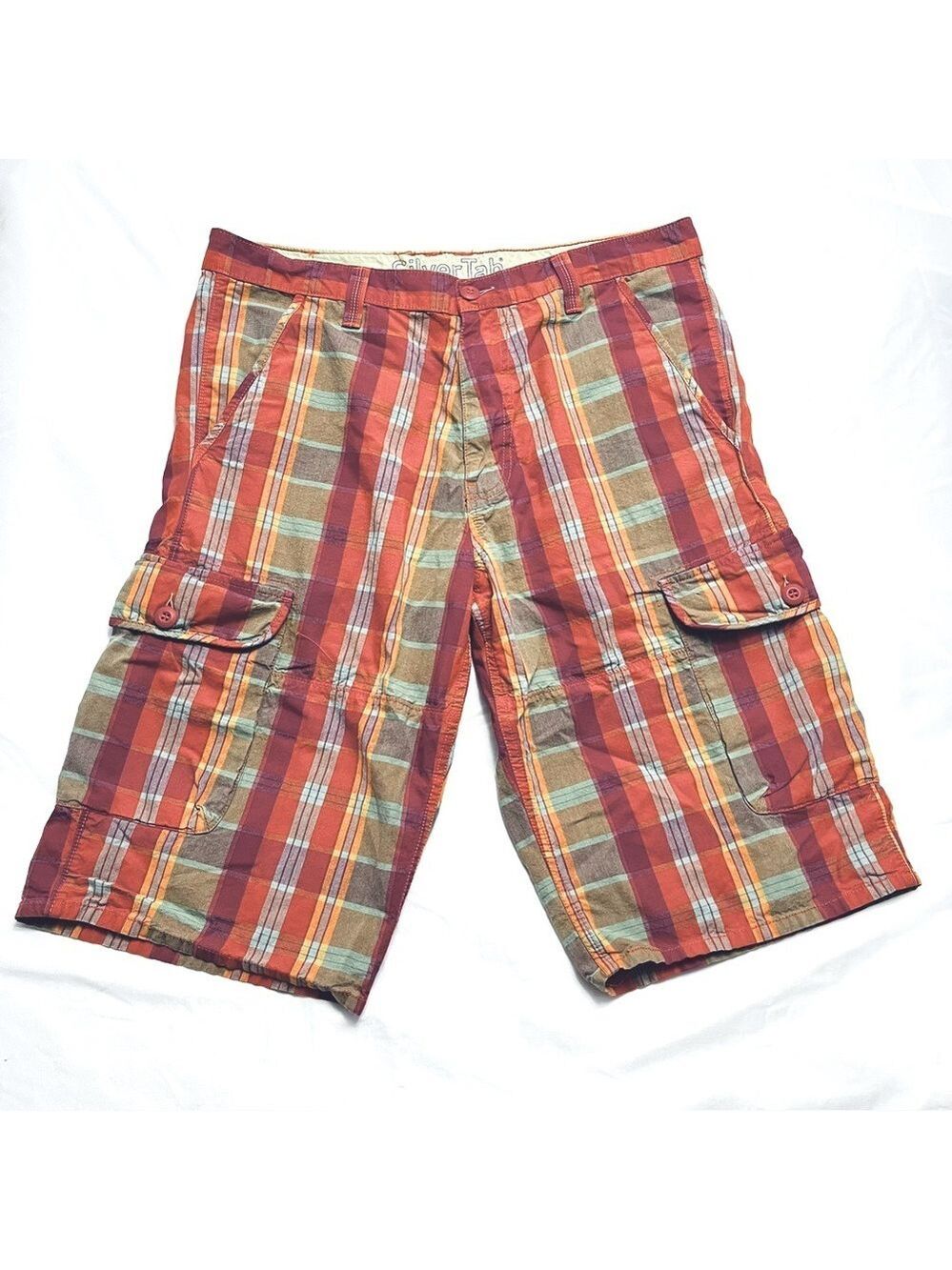 3/ $20 Vintage Levis SilverTab Plaid Cargo Shorts Y2K Mens 36